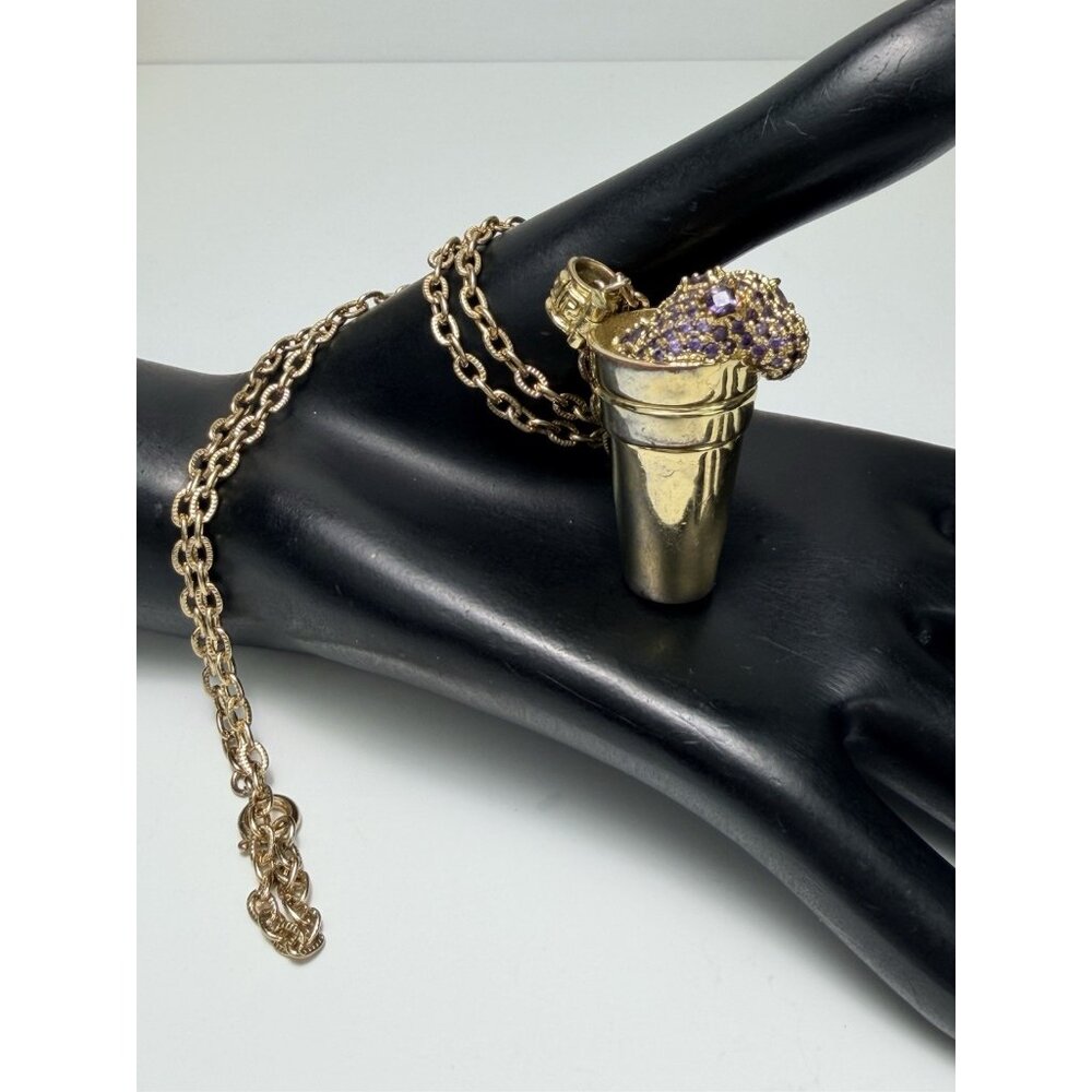 King Ice X Snoop Dogg Jungl Julz Purple Drank Gold Tone Necklace Hip Hop Jewelry